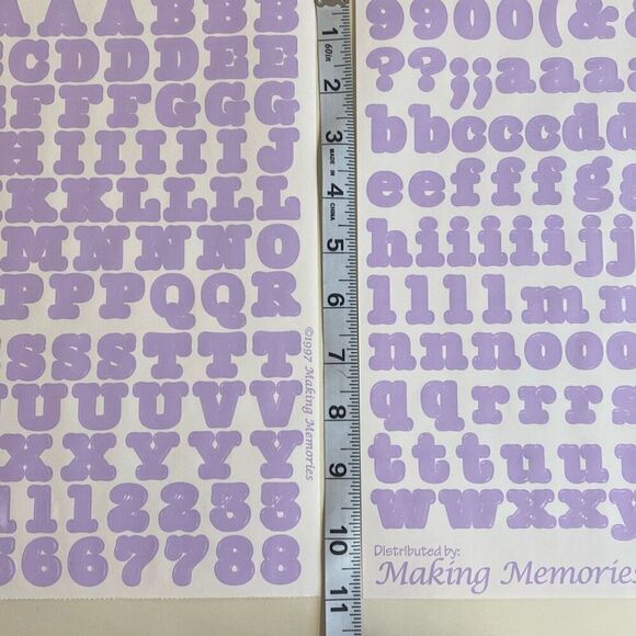 VTG Making Memories Stickers Letters Numbers Symbols 8 Sheets Pastel Lavender - Picture 4 of 7